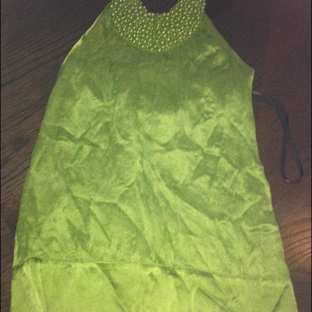 Bebe! Green beaded tank - amazing condition, Y2K style *** Xs/ S
